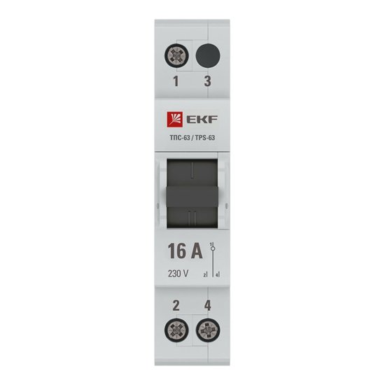 Трехпозиционный переключатель EKF PROxima ТПС-63 1Р 16А 230 В на DIN-рейку (TPS116)