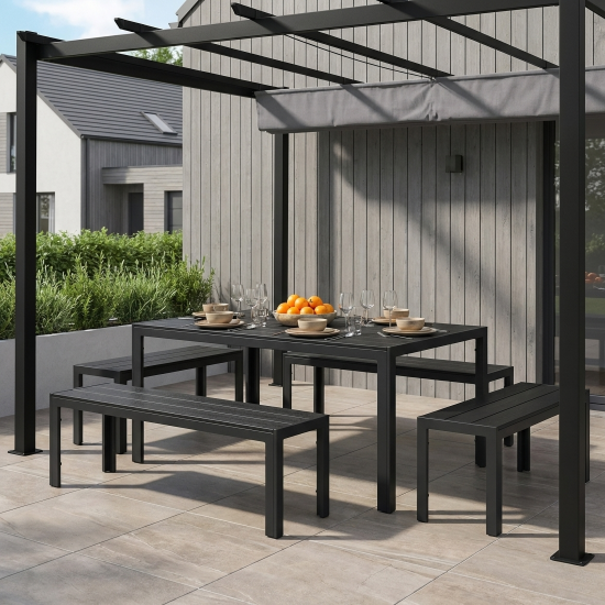 Скамья садовая BEGINIA Lyra 132x29.5x43 см алюминий серый