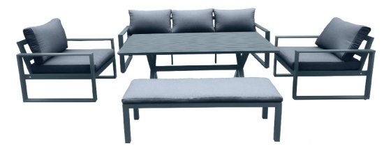 Набор садовой мебели BEGINIA для обеда угловой  Tumrock алюминий серый