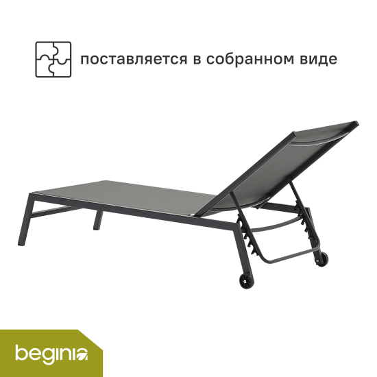 Шезлонг BEGINIA Lyra 200x68x31 см алюминий серый