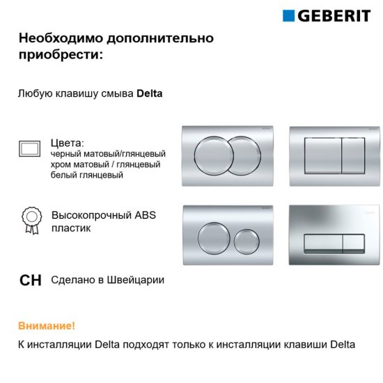 Инсталляция Geberit Delta для подвесного унитаза без кнопки (111.153.00.3)