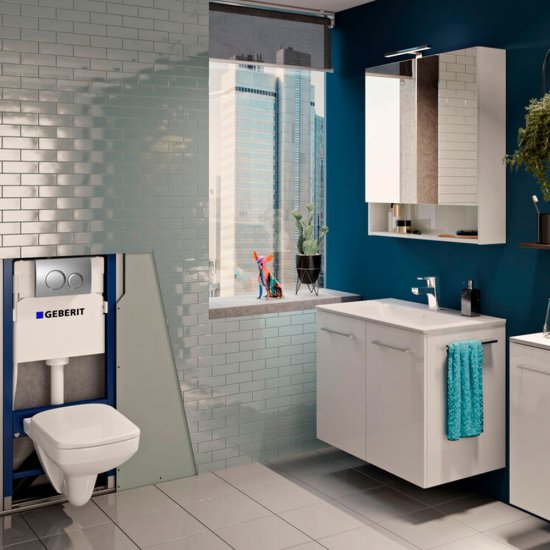 Инсталляция Geberit Delta для подвесного унитаза с кнопкой черной (458.128.DW.2)