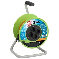 Удлинитель на катушке Эра ПВС 2х1 20 м 4 розетки 2200 Вт без заземления цвет оранжевый