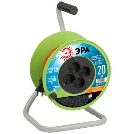 Удлинитель на катушке Эра ПВС 2х1 20 м 4 розетки 2200 Вт без заземления цвет оранжевый