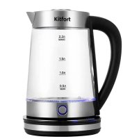 Чайник электрический KitFort КТ-6764, 2.2л, стекло/металл/пластик