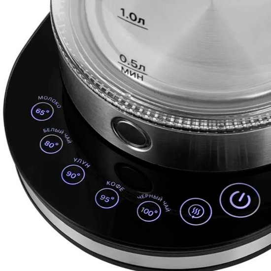 Чайник электрический KitFort КТ-6764, 2.2л, стекло/металл/пластик