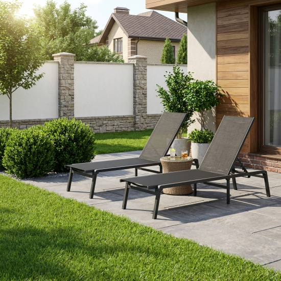 Шезлонг BEGINIA Kreo 191x60x30.5 см алюминий серый