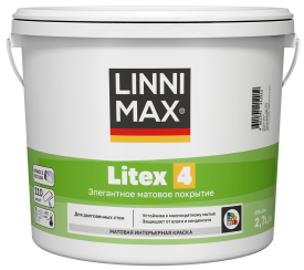 Краска для внутренних покрытий моющаяся Linnimax Linnimax Litex 4 Б3 матовая цвет прозрачный база C 2.7 л