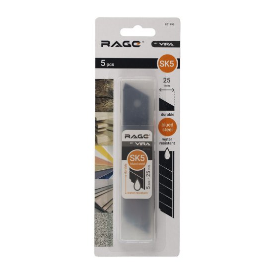 Лезвие для ножа Rage by Vira 25 мм прямое (5 шт.) сегментированное