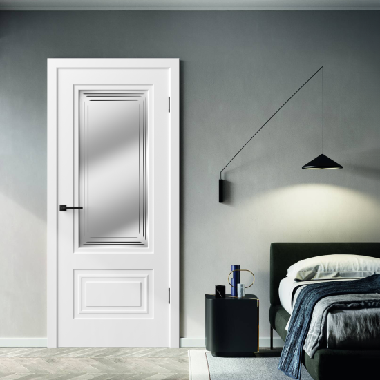 Дверь межкомнатная со стеклом Комфорт-2 60x200 см эмаль цвет белый с замком и петлями