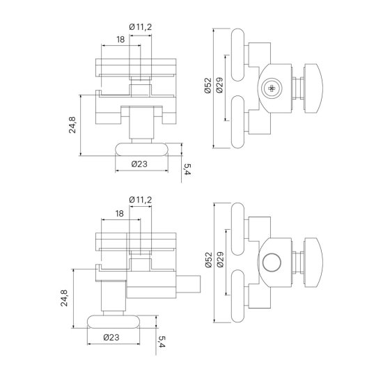 Комплект роликов для двери Iddis Optima Home d23 мм стекло 5-6 мм двойные эксцентриковые хром
