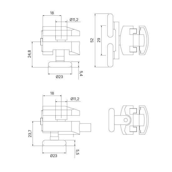 Комплект роликов для двери Iddis Optima Home d23 мм стекло 4 мм двойные/одинарные эксцентриковые хром
