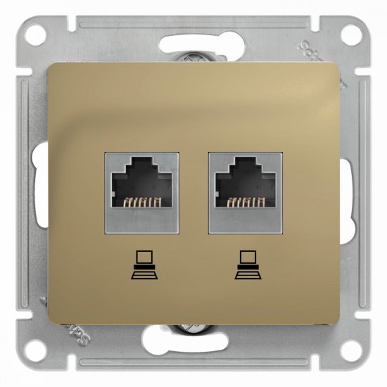 Розетка компьютерная Systeme Electric Glossa встраиваемая титан 2хRJ45 (GSL000485KK)