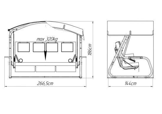 Качели садовые BEGINIA Olkhon 4-х местные до 320 кг металл зеленый