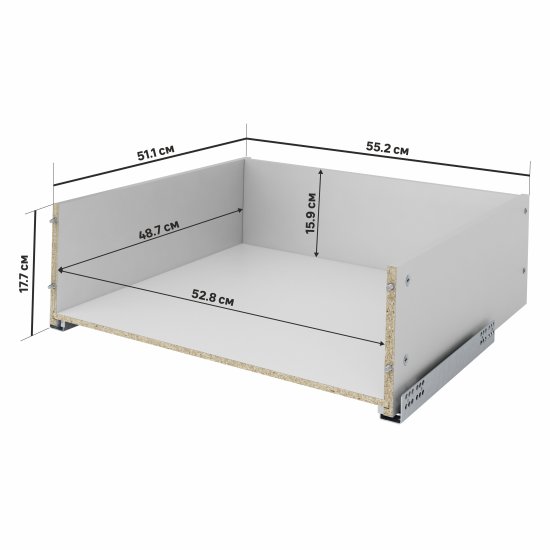 Выдвижной ящик для кухни 75.2x17.7x51.1 см KONSENSA ДСП цвет серый