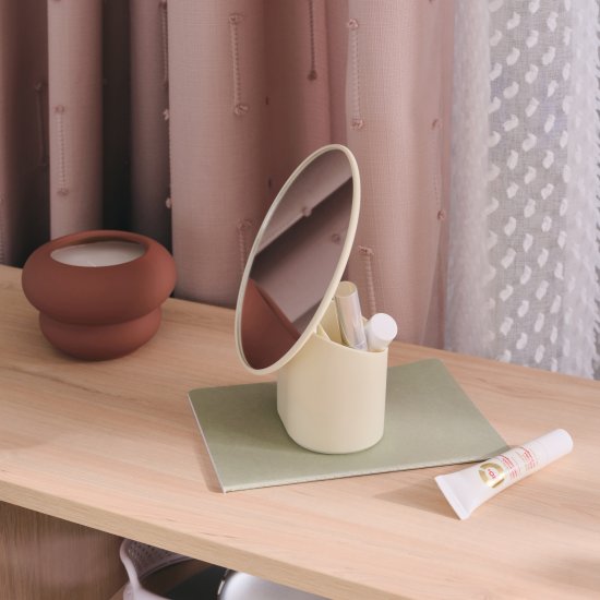 Декоративное зеркало овальное 17x20.5 см пластик цвет бежевый