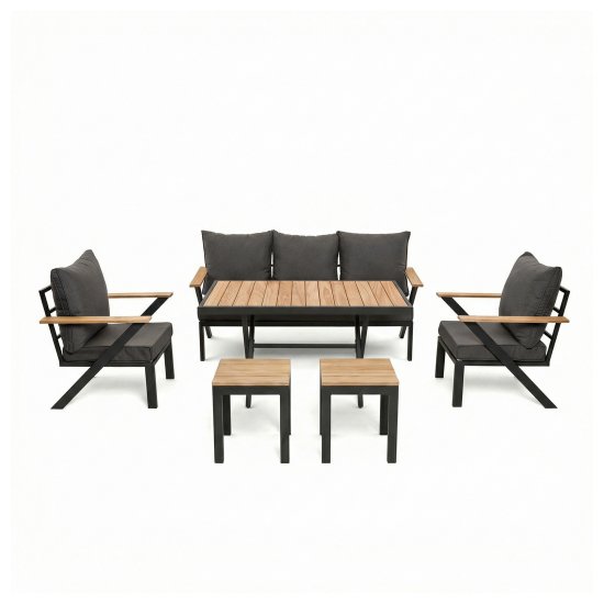 Набор садовой мебели для обеда с подушками Greengard Лима металл серый диван кресло 2 шт табурет 2 шт стол