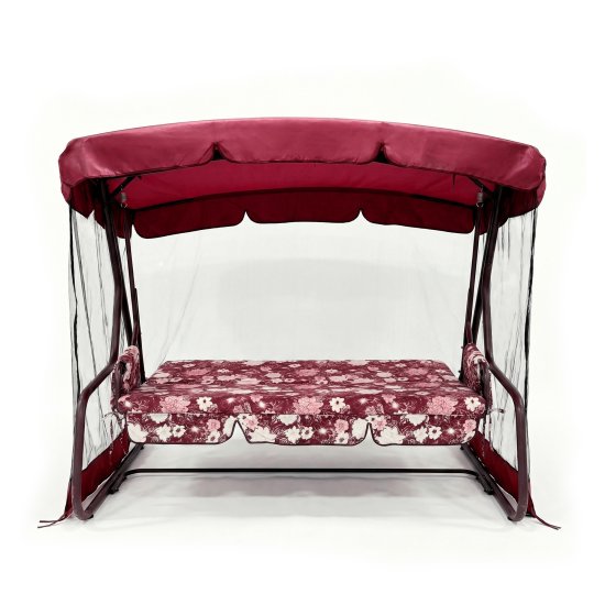 Качели садовые Greengard Эдем 3-х местные бордовый/коричневый