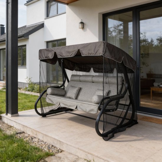 Качели садовые Greengard Сиена 3-х местные серый