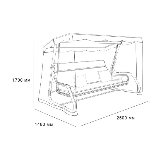 Качели садовые Greengard Сиена 3-х местные серый