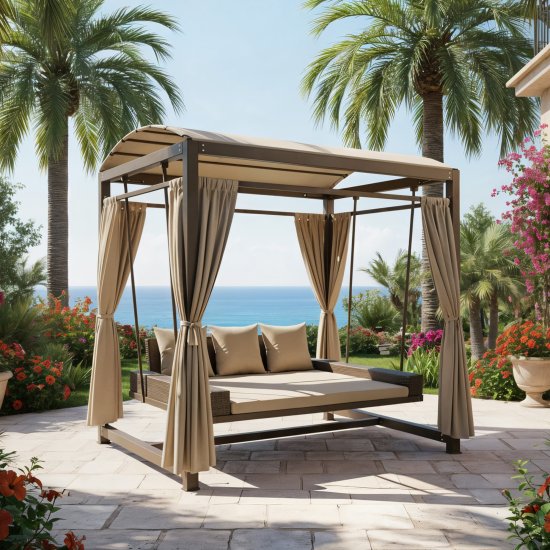 Качели садовые Greengard Астория 3-х местные бежевый/коричневый