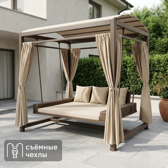 Качели садовые Greengard Астория 3-х местные бежевый/коричневый