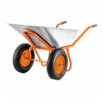 Садовая тачка Строймаш 2 колеса нагрузка до 320 кг 90 л оцинкованная сталь