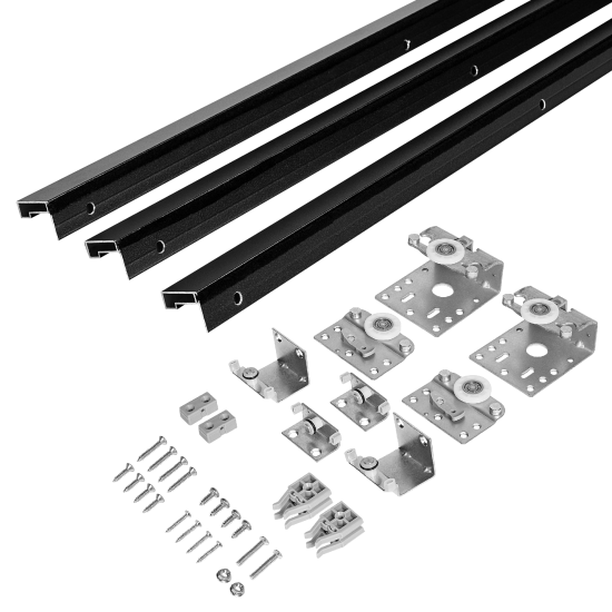 Комплект системы для раздвижных дверей Лион 218.5 см две двери цвет черный
