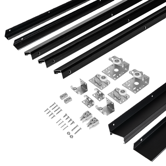Комплект системы для раздвижных дверей Лион 218.5 см две двери цвет черный