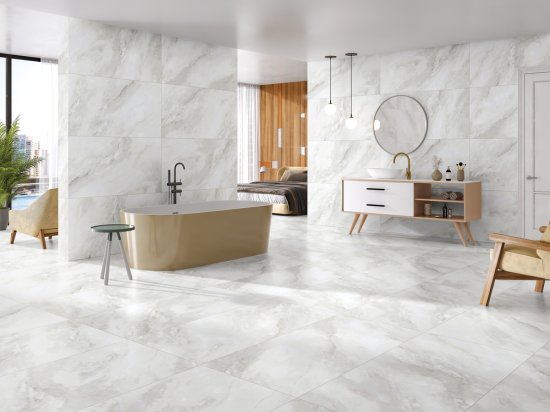 Глазурованный керамогранит Duna Hydro Bianco Glr 60x120 см 1.44 м² сатинированный цвет белый