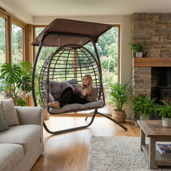 Кресло подвесное Greengard Суматра 2-х местные бежевый/коричневый