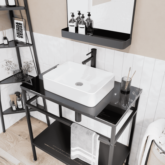 Столешница для ванной комнаты KONSENSA Бруклин 70x40 см стекло цвет черный