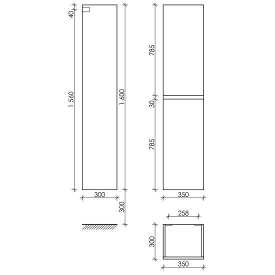 Пенал Sancos Urban 35 см подвесной белый