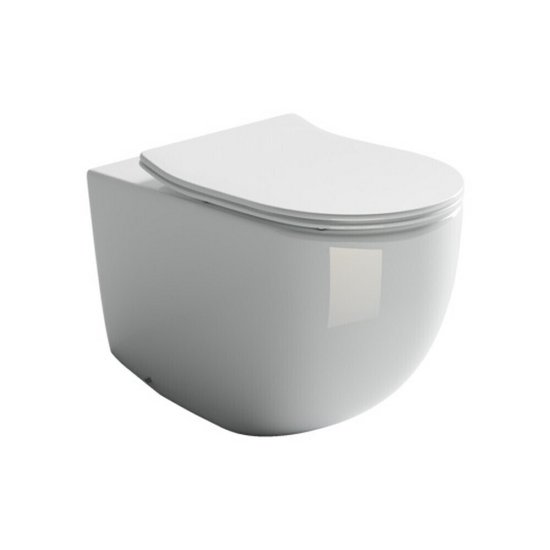 Унитаз напольный приставной Ceramicanova Metropol Rimless с горизонтальным выпуском с сиденьем дюропласт микролифт (CN4004)