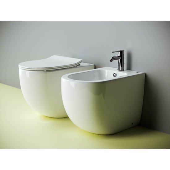 Унитаз напольный приставной Ceramicanova Metropol Rimless с горизонтальным выпуском с сиденьем дюропласт микролифт (CN4004)
