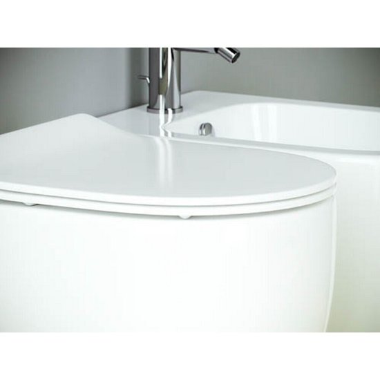 Унитаз напольный приставной Ceramicanova Metropol Rimless с горизонтальным выпуском с сиденьем дюропласт микролифт (CN4004)