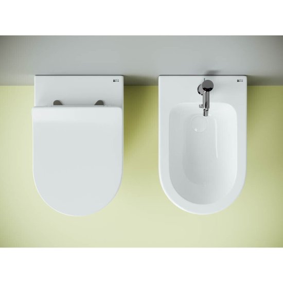 Унитаз напольный приставной Ceramicanova Metropol Rimless с горизонтальным выпуском с сиденьем дюропласт микролифт (CN4004)