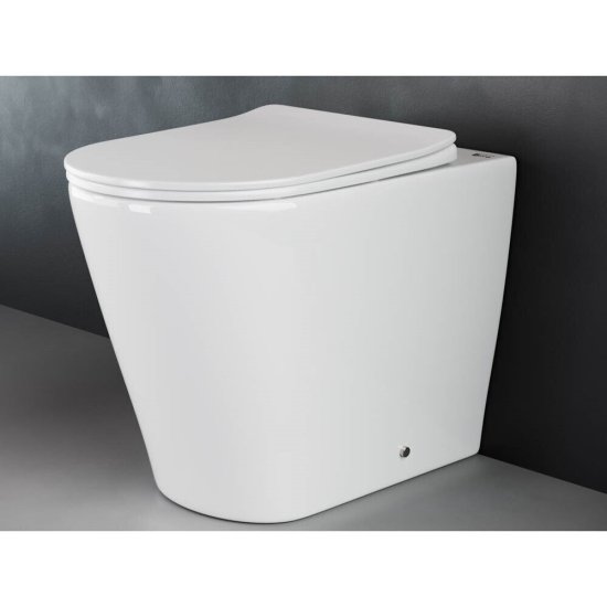 Унитаз напольный приставной Ceramicanova Highlight Rimless с горизонтальным выпуском с сиденьем дюропласт микролифт (CN1812)