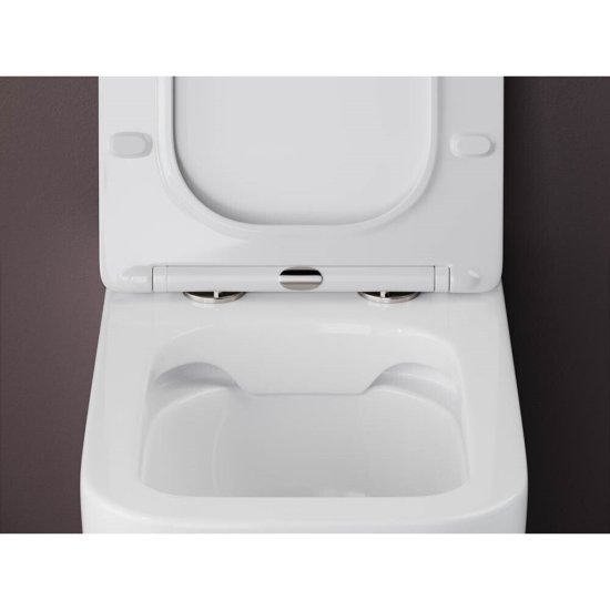 Унитаз напольный приставной Ceramicanova Cubic Rimless с горизонтальным выпуском с сиденьем дюропласт микролифт (CN1809)