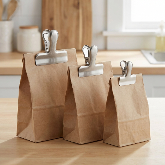 Зажим для пакетов KONSENSA сталь цвет серый 3 шт.