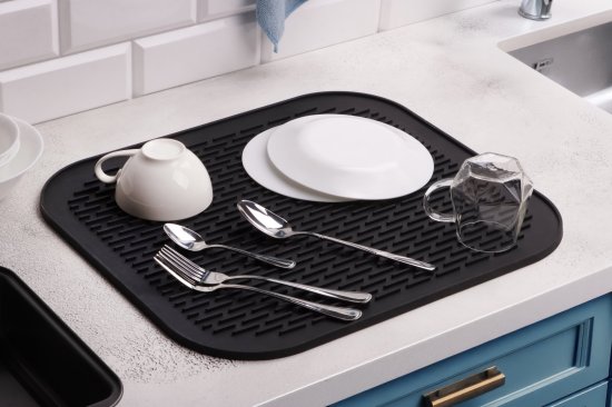 Коврик для сушки посуды KONSENSA 45x40 см силикон цвет черный