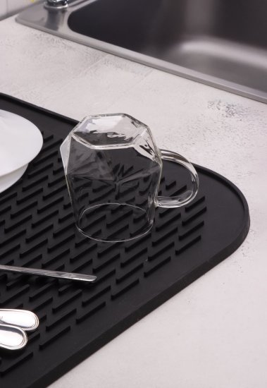 Коврик для сушки посуды KONSENSA 45x40 см силикон цвет черный