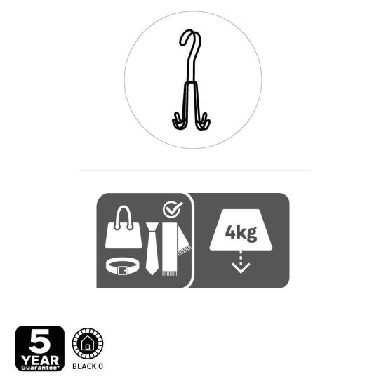 Вешалка для аксессуаров KONSENSA 8 см металл цвет черный