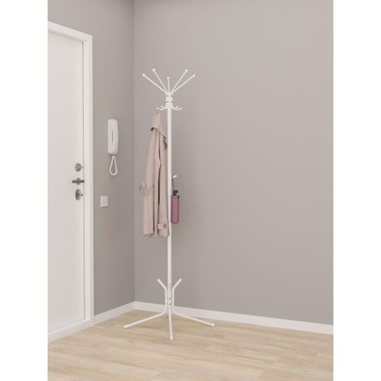 Вешалка напольная гардеробная металлическая 5 крючков белая ЗМИ Луч 5