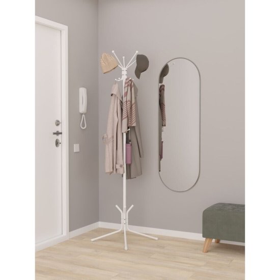 Вешалка напольная гардеробная металлическая 5 крючков белая ЗМИ Луч 5