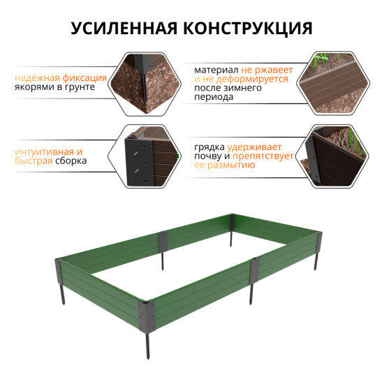 Грядка садовая Gidrolica 207х74х16 см цвет зеленый