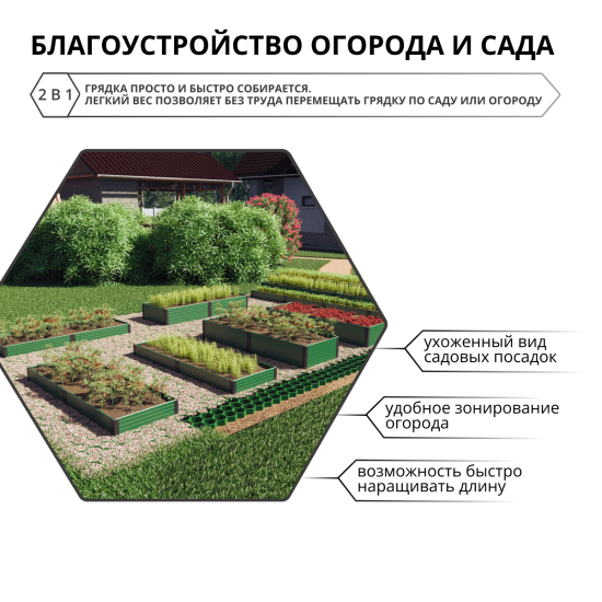 Грядка садовая Gidrolica 207х74х16 см цвет зеленый