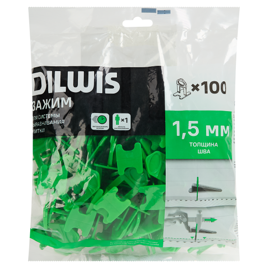 Т-образная проставка (зажим) DILWIS СВП 100 шт. рекомендуемая ширина шва 1.5 мм