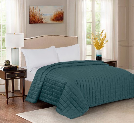 Покрывало KREAFORTA Etna 220x240 см велюр цвет сине-зеленый