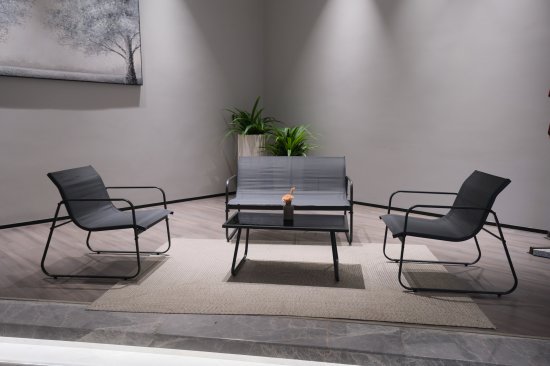 Набор садовой мебели для отдыха BEGINIA Lama Сталь Стол, диван, кресло 2 шт Черный